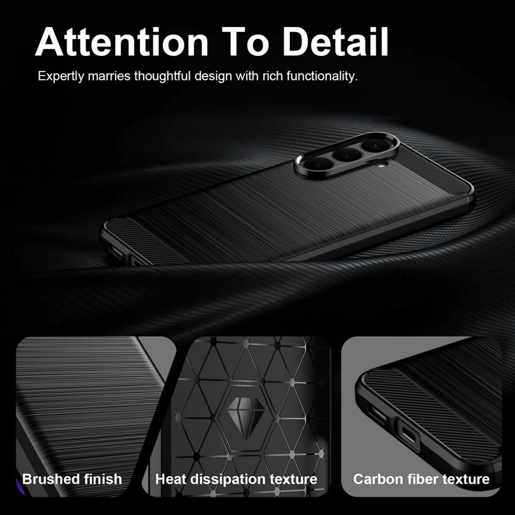 Samsung Galaxy S26 FE Skal Borstad Kolfibertextur Svart