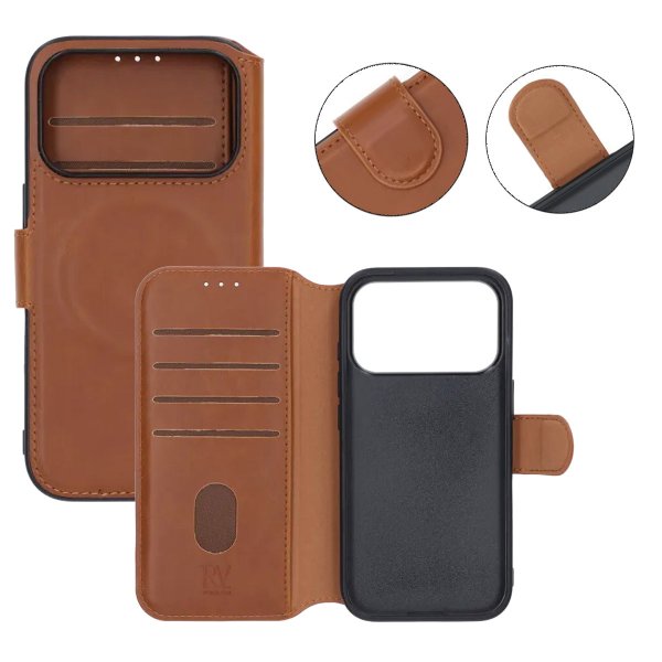 Rvelon iPhone 17 Pro Fodral 4 Kortfack MagSafe Brun