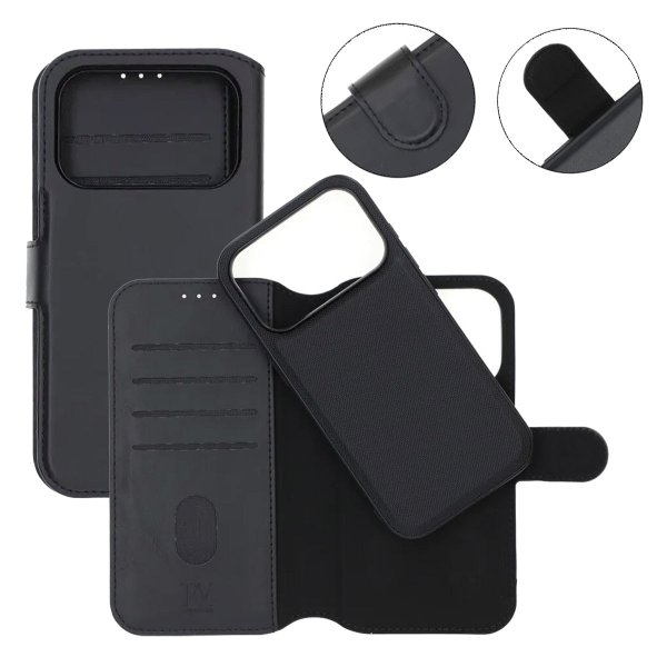Rvelon iPhone 17 Pro Fodral 4 Kortfack Löstagbart Skal Svart