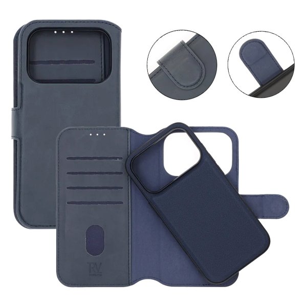 Rvelon iPhone 17 Pro Fodral 4 Kortfack Löstagbart Skal Blå