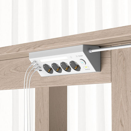 SiGN 4-vägs Grenuttag för bord USB-A/USB-C 1.8m