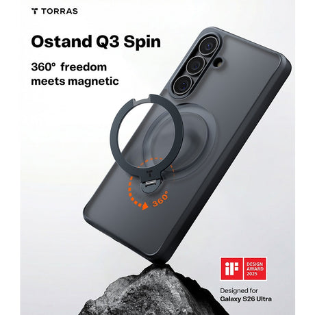 Torras Samsung Galaxy S26 Skal Ostand Q3 Spin Obsidian Black