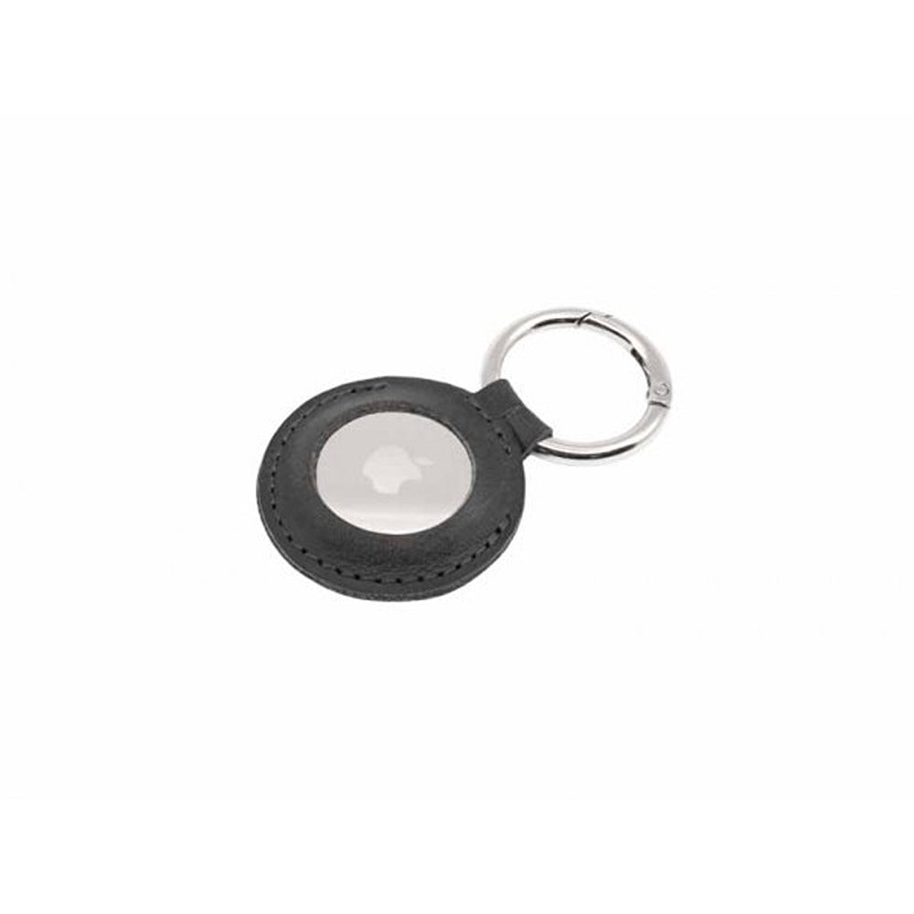 Fixed Apple AirTag Hållare Real Leather Keychain Case Svart