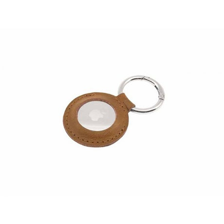 Fixed Apple AirTag Hållare Real Leather Keychain Case Brun