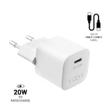 Fixed Laddare med Kabel Mini PD Travel Charger Kit USB-C/USB-C 20W Vit