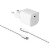 Fixed Laddare med Kabel Mini PD Travel Charger Kit USB-C/USB-C 20W Vit