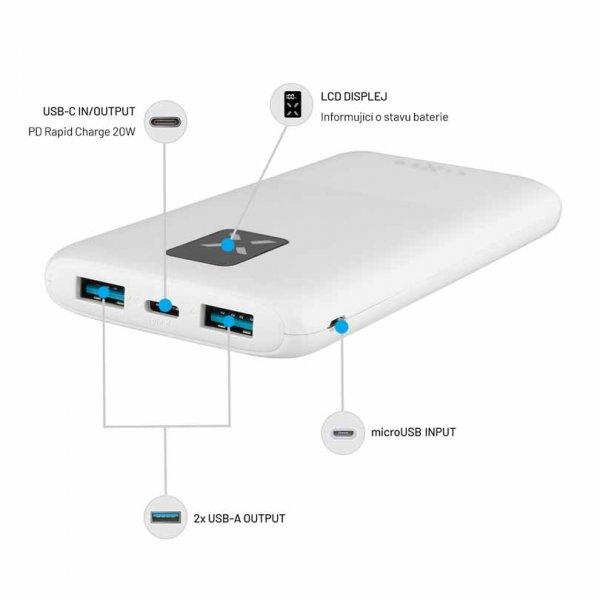 Fixed Powerbank Zen 10 20W 10 000 mAh USB-C 2xUSB-A Vit