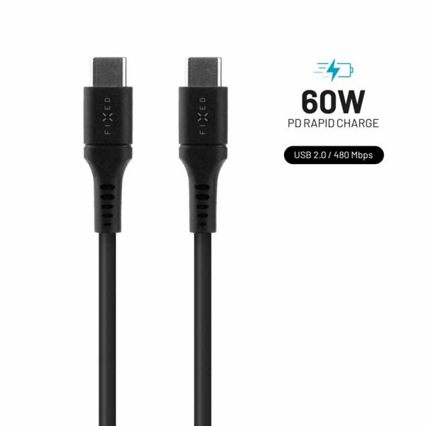 Fixed Kabel Liquid Silicone USB-C/USB-C 0.5m Svart