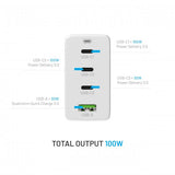 Fixed Laddare GaN100 3xUSB-C & 1xUSB-A
