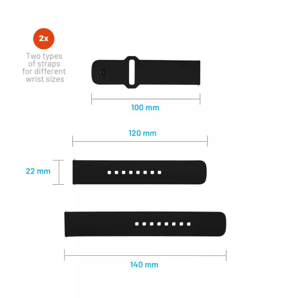 Fixed Samsung Galaxy Watch 22mm Armband Silicone Sporty Strap Svart