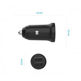 Fixed Mini Billaddare med USB-C Kabel 1m 15W Svart