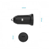 Fixed Billaddare med USB-C Kabel 1m 20W PD Svart