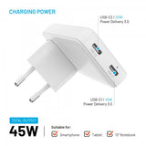 Fixed Reseladdare Slim Traveller 2xUSB-C 45W