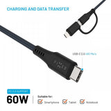 Fixed Kabel 2in1 USB-C/Lightning 60W 3m Svart
