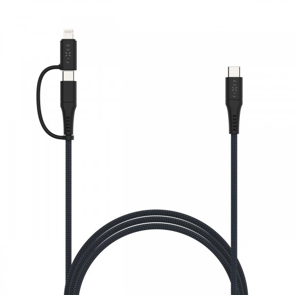 Fixed Kabel 2in1 USB-C/Lightning 60W 1.2m Svart