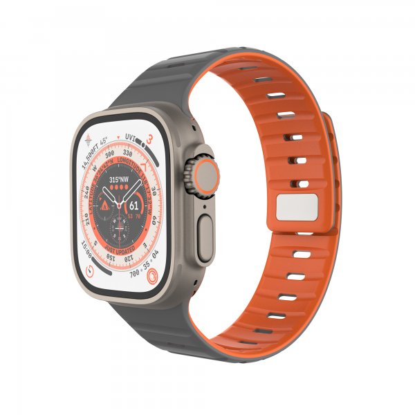 Fixed Apple Watch 42/44/45/46mm Armband Silicone Magnetic Strap Grå