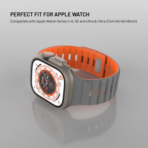 Fixed Apple Watch 42/44/45/46mm Armband Silicone Magnetic Strap Grå