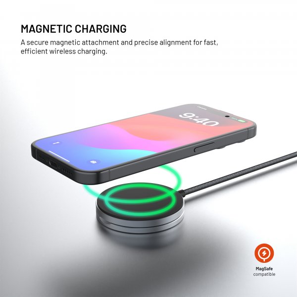 Fixed MagSafe-laddare med Stativ MagPad Pro 15W Qi2