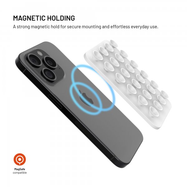 Fixed MagSafe-hållare med Sugkoppar MagMate Vit