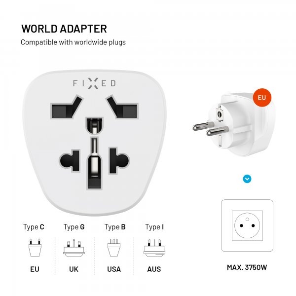 Fixed Reseadapter Schuko EU/Världen
