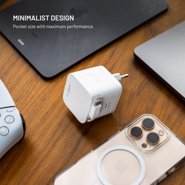 Fixed GaN65 Laddare med utdragbar USB-C Kabel 65W