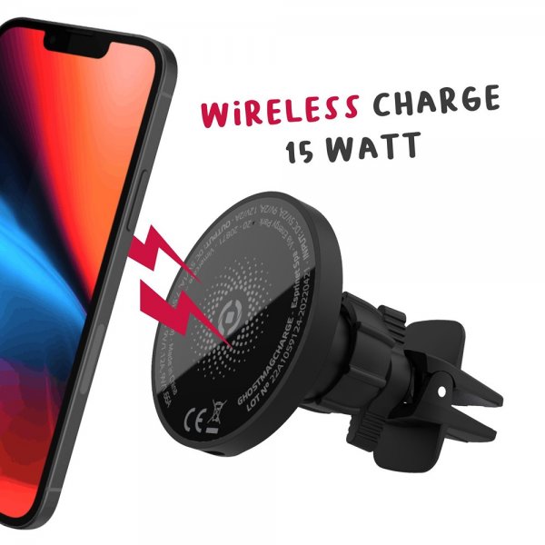 Celly Bilhållare Car Holder with Wireless Charger 15W MagSafe