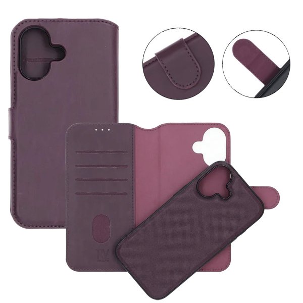 Rvelon iPhone 17 Fodral 4 Kortfack Löstagbart Skal Lila