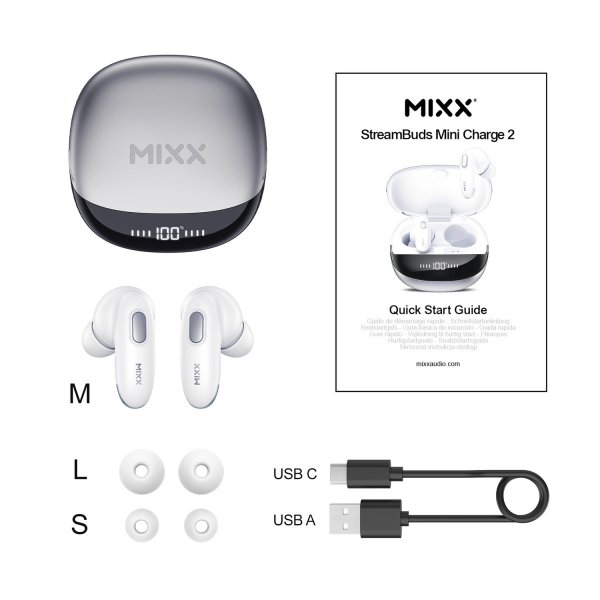 Mixx Trådlösa Hörlurar StreamBuds Mini Charge 2 Vit