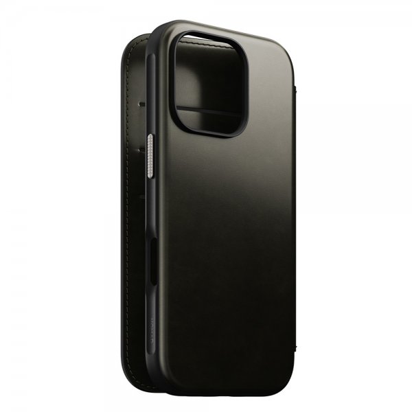 Nomad iPhone 16 Pro Fodral Modern Leather Folio Horween Green Chrome