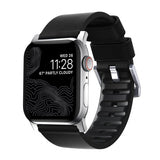 Nomad Apple Watch 44/45/46mm/Apple Watch Ultra Armband Active Band Pro Silver Hardware Svart