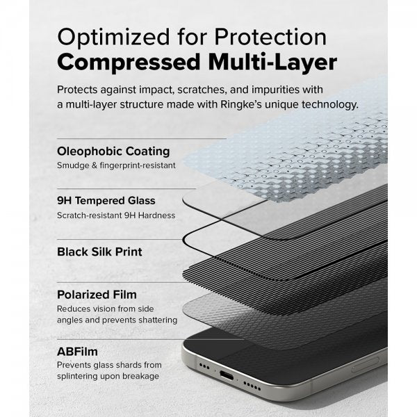 Ringke iPhone 16 Pro Skärmskydd Easy Slide Privacy 2-pack