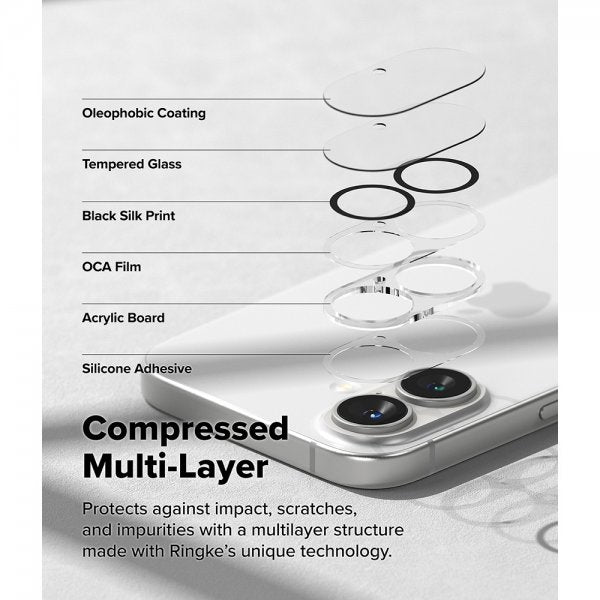 Ringke iPhone 16/iPhone 16 Plus Kameraskydd Camera Protector Glass 2-pack