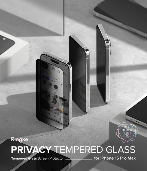 Ringke iPhone 15 Pro Max Skärmskydd Privacy Tempered Glass Installation Jig