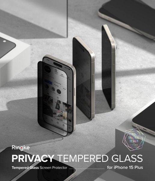 Ringke iPhone 15 Plus Skärmskydd Privacy Tempered Glass Installation Jig
