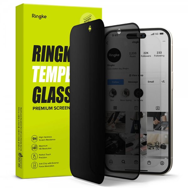 Ringke iPhone 15 Skärmskydd Privacy Tempered Glass Installation Jig