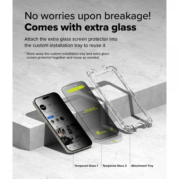 Ringke iPhone 16 Pro Max Skärmskydd Easy Slide Privacy 2-pack