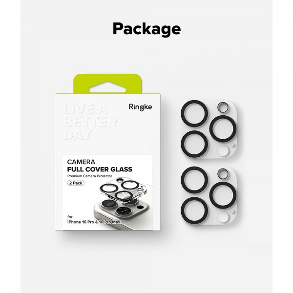 Ringke iPhone 16 Pro/16 Pro Max Kameraskydd Camera Protector Glass 2-pack