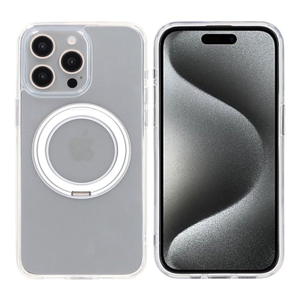 iPhone 15 Pro Max Skal Roterbart MagSafe Stativ Transparent