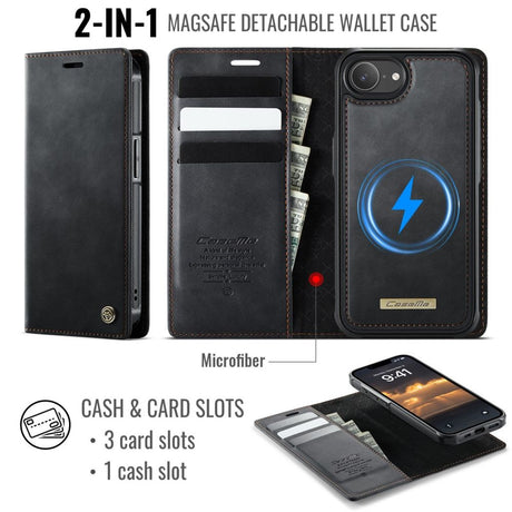 CaseMe iPhone 16e/iPhone 17e Fodral C49 Series Svart