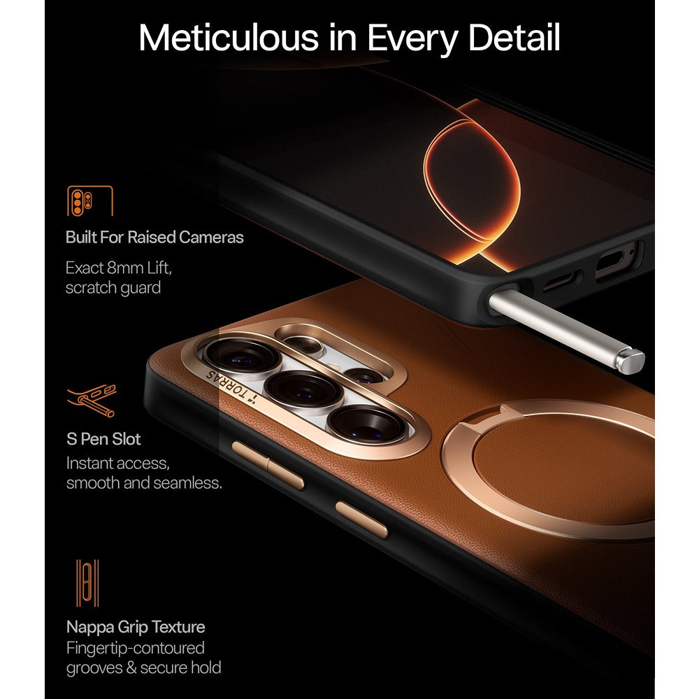Torras Samsung Galaxy S26 Ultra Skal Ostand Q3 Vegskin Amber Brown
