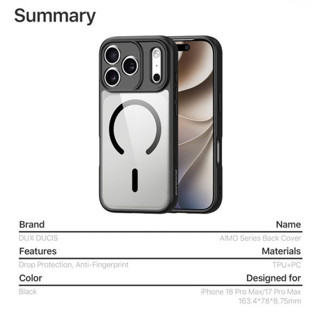 Dux Ducis iPhone 17 Pro Max/iPhone 18 Pro Max Skal Aimo Series MagSafe Svart