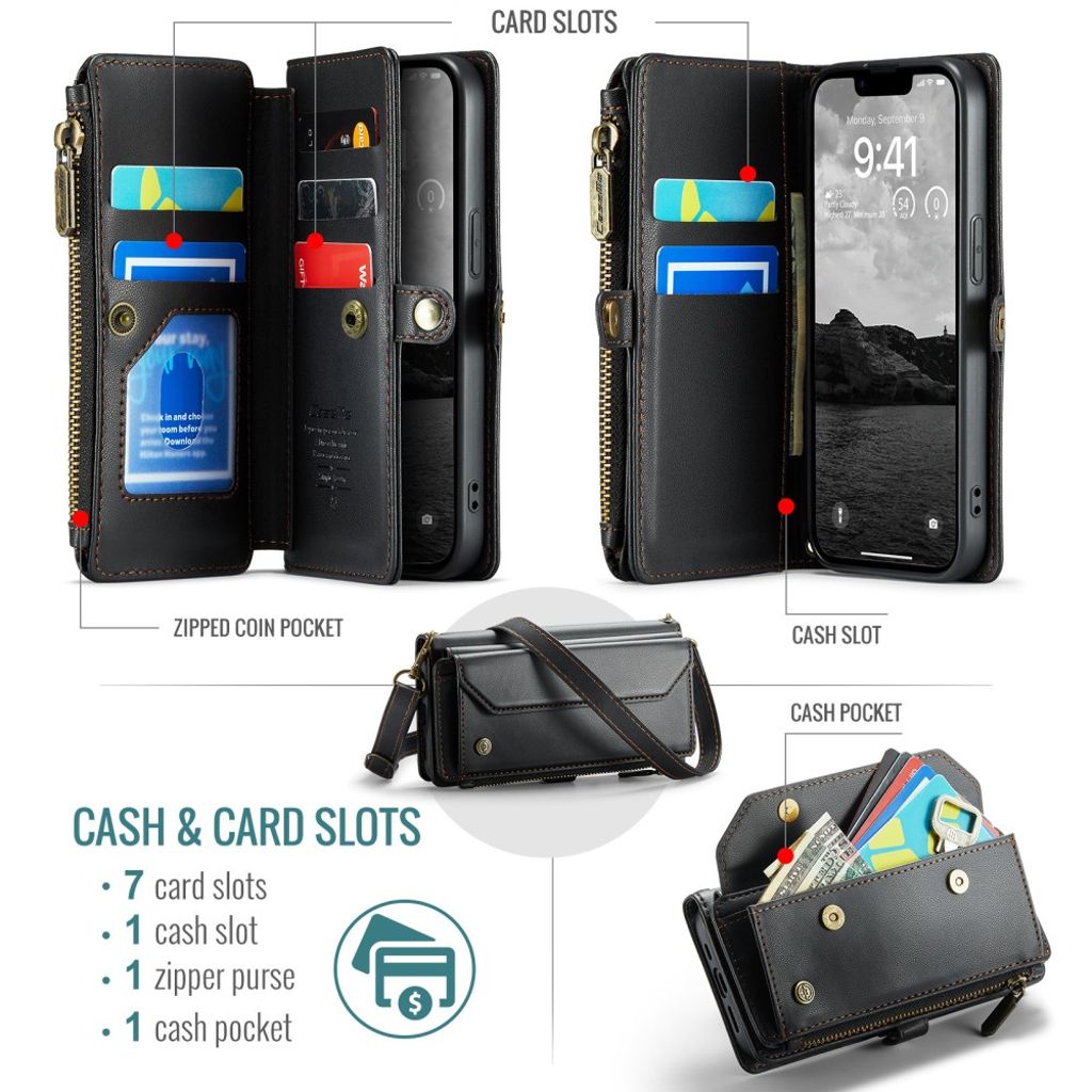 CaseMe iPhone 16e/iPhone 17e Fodral C36 Series Svart
