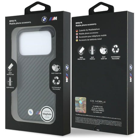 BMW iPhone 18 Pro Skal M Carbon Metal Logo Svart