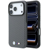 BMW iPhone 18 Pro Skal M Carbon Metal Logo Grå