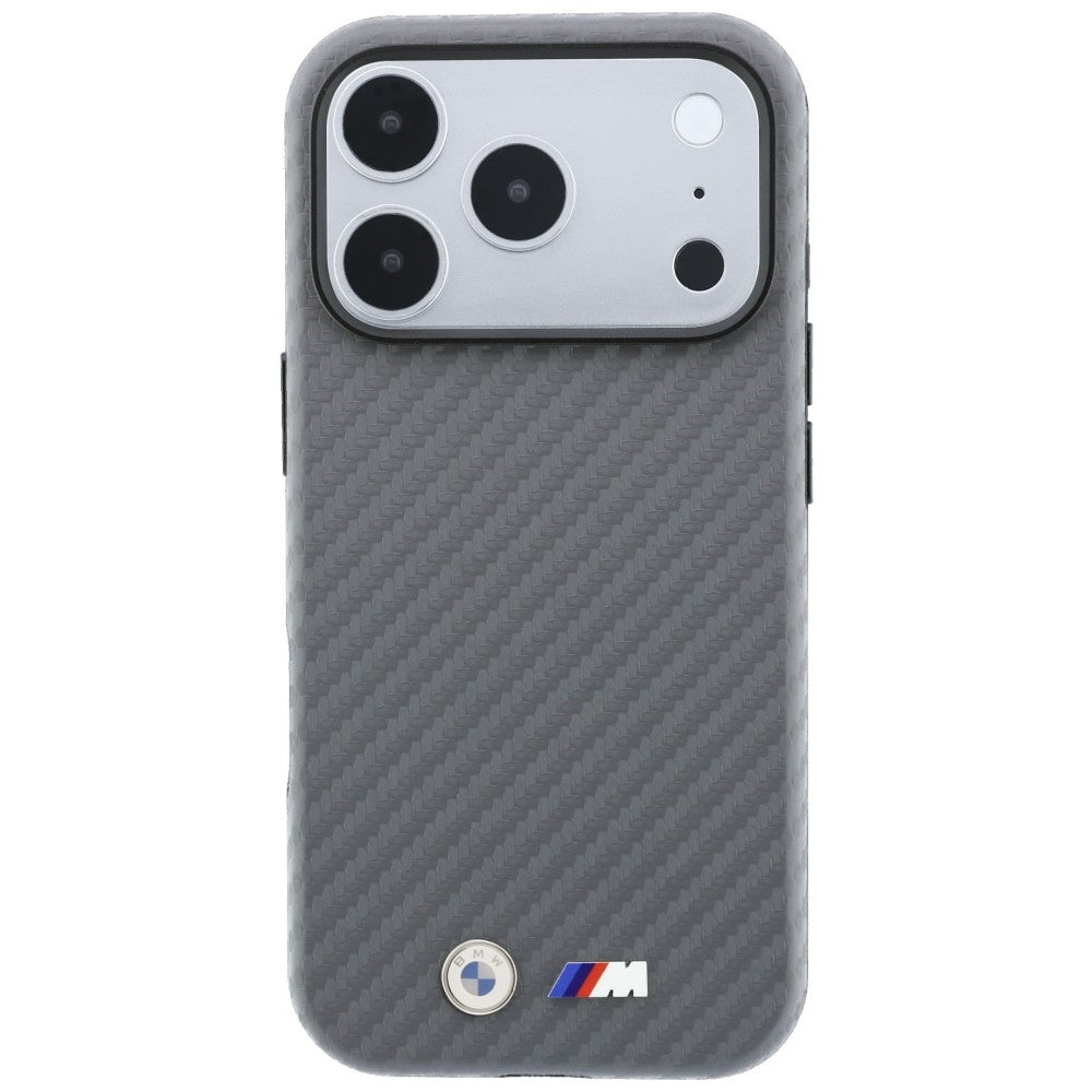 BMW iPhone 18 Pro Skal M Carbon Metal Logo Grå
