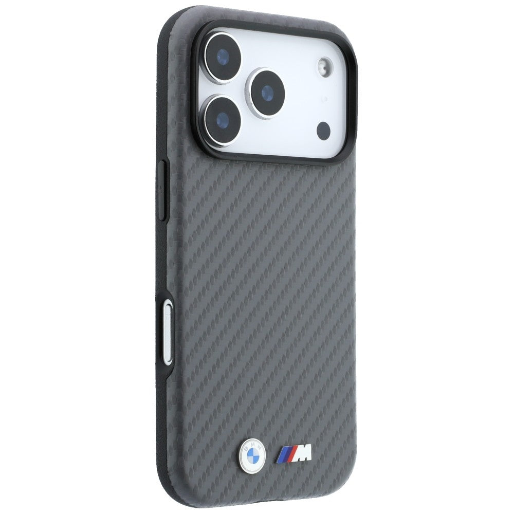 BMW iPhone 18 Pro Skal M Carbon Metal Logo Grå