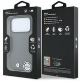 BMW iPhone 18 Pro Skal M Carbon Metal Logo Grå