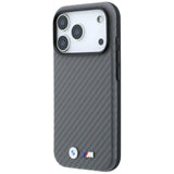 BMW iPhone 18 Pro Max Skal M Carbon Metal Logo Grå
