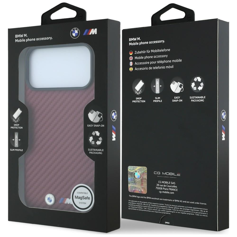 BMW iPhone 17 Pro/iPhone 18 Pro Skal M Carbon Metal Logo Burgundy