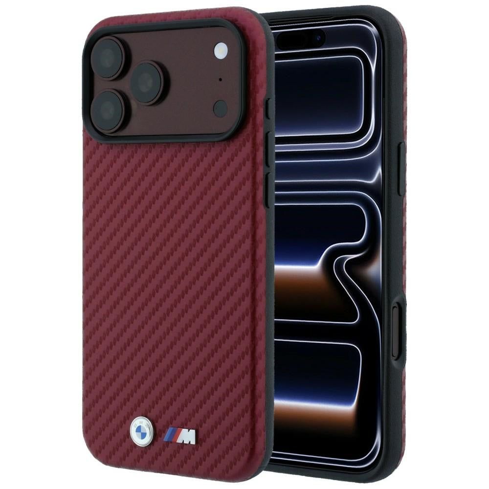 BMW iPhone 17 Pro Max/iPhone 18 Pro Max Skal M Carbon Metal Logo Burgundy